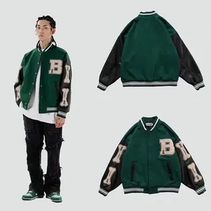 Fabricants de vêtements personnalisé PU cuir manches Streetwear Letterman Varsity veste pour hommes - Product Image 4