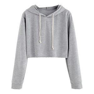 Sweat à capuche manches longues surdimensionné et personnalisé Pull pour femmes Couleur noire Crop Top Short Sports Sweat à capuche court pour femmes - Product Image 4