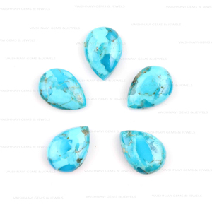 หินควอตซ์ธรรมชาติทรงหลังเบี้ยทรงลูกแพร์10X14มม. ของ mohhave Blue Turquoise จากผู้จำหน่ายขายส่ง - Product Image 1