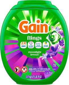 Prix bas du marché pour les capsules de lessive Gain Flings 3 en 1 HE, parfum Moonlight-Breeze, 112 unités disponibles - Product Image 2