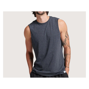 Camiseta Deportiva sin Mangas de Spandex/Algodón para Hombre, Estilo Informal para Verano, Diseño Liso Personalizado con Logotipo Propio, Estilo Formal, Secado Rápido - Product Image 1