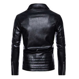 ผู้ชายฤดูหนาวรถจักรยานยนต์หนังแจ็คเก็ตออกแบบแฟชั่นซิปออกแบบเสื้อหนังผู้ชาย - Product Image 6