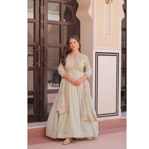 Vestido Anarkali con Cuentas y Lentejuelas al por Mayor para Mujer, Vestidos de Noche de Lujo con Cuentas para Bodas y Fiestas - Product Image 1