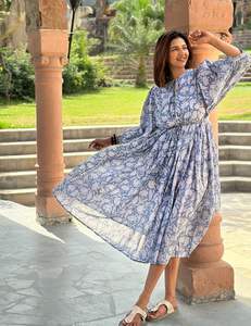 Robe maxi en coton imprimé indien, style bohème, été, terreux, élégante, confortable, tenue de tous les jours - Product Image 6
