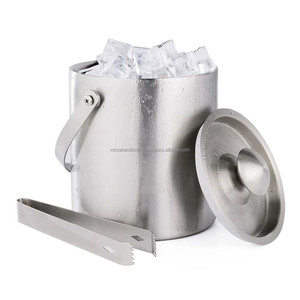 Seau à vin de forme ronde avec poignée, seau à boissons en métal de glace seau en acier pour la maison Bar bière bouteille de vin - Product Image 2