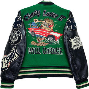 แจ็คเก็ตเบสบอลลำลองคุณภาพสูงสำหรับฤดูหนาว สไตล์วิทยาลัย ปักลายตามสั่ง ระบายอากาศได้ดี สำหรับผู้ชาย ทำจากหนังแกะและหนังแท้ - Product Image 2