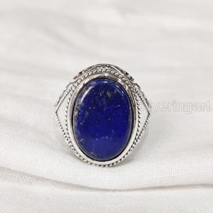 ผู้ค้าส่งบุรุษแหวนธรรมชาติLapis LazuliอัญมณีแหวนBirthstoneทุกขนาดออตโตมันเครื่องประดับคริสต์มาส925แหวนเงิน - Product Image 4