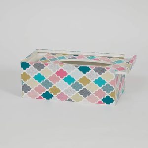 Caja de pañuelos personalizada moderna multicolor con hermoso centro de manualidades de diseño impreso-Almacenamiento funcional de decoración comercial para el hogar único - Product Image 3