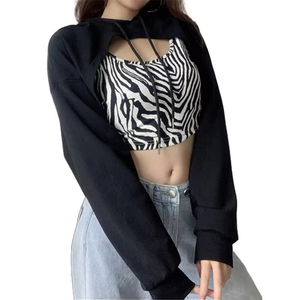 Latest Design <b>Top</b> Selling Women Cropped Hoodie 100% Cotton Durable Anti-Shrink Front Logo Customized Colors Set Casual Autumn - Product Image 6