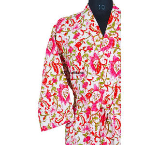 Nuevo Kimono Elegante de Alta Calidad con Estampado Digital 100% Algodón, Cuello en V, Largo Completo, con Diseño Floral para Mujer - Product Image 5