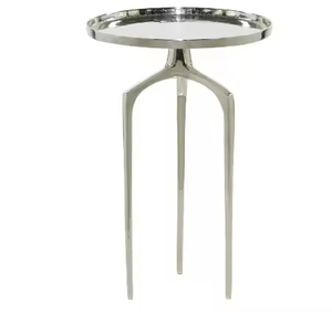 Table d'angle en métal pour accents de thé Table d'appoint ronde pour meubles de salon Table d'appoint tabouret martelé fini or - Product Image 5