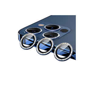 Protecteur d'objectif d'appareil photo en verre trempé de qualité supérieure TYGO CL-06 avec anneau métallique bleu pour iPhone 11 Pro - Product Image 1