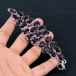 Amethyst Gemstone Handmade 925 Sterling <b>Silver</b> Bracelet <b>Silver</b> Jewelry Unisex Gift Bracelet For <b>Women</b> - Product Image 4