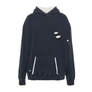 OEM เสื้อมีฮู้ดผู้ชายสำหรับฤดูหนาวระบายอากาศได้ดีมีสไตล์ซักกรดลายปักสีทึบ - Product Image 5