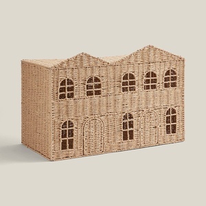 Natural Paper House Storage <b>Basket</b> Delightful Organizer Box Building Shaped Toy <b>Basket</b> For Nursery Playroom And Home Decor - Product Image 1