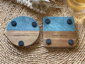 Premium Handmade Wooden <b>Coaster</b> Set with Carved Design Unique <b>Table</b> Drink Pads for Stylish Home Decor, Gifting & Export Stone - Product Image 4