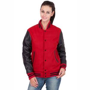 Venta al por mayor de manga completa Varsity Bomber Jacket Mujer Invierno Casual Patchwork Botones Bolsillos Impermeable Tallas grandes Opciones - Product Image 1