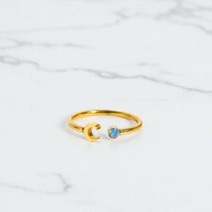 Birthstones With Alphabet <b>Ring</b> - 925 Silver Gemstone <b>Adjustable</b> <b>Ring</b> - Plain Band <b>Ring</b> for Women - Handmade Jewelry - Product Image 5