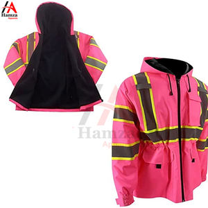 Chaqueta DE SEGURIDAD reflectante rosa de alta visibilidad Lona 280 GSM Impresión impermeable Logotipo frontal Hombres - Product Image 4