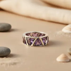 Anillo de Plata 925 con Amatista para Mujer, Joyería Fina con Piedras Preciosas, Elegantes Gemelos y Pisacorbatas - Product Image 1