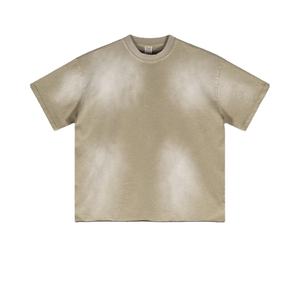 Camiseta de Algodón Grueso de 310 g/m², Estilo Desgastado, Lavado Ácido, Talla Grande, Vintage, Decolorada por el Sol, para Hombre, Venta al Por Mayor - Product Image 1