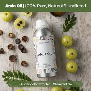 Organic Amla Oil for Damaged Hair Moisturizing and Smoothing Vegan Coconut Oil <b>Infused</b> with Ginger <b>Tea</b> Tree Oil for Curly Hair - Product Image 3