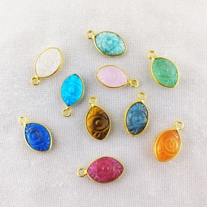 Evil Eye Lapis Lazuli Gemstone Marquise Shape Bezel Set for Sterling Silver Gold Vermeil Fine <b>Pendants</b> & Charms Jewelry Making - Product Image 4