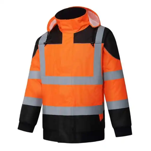 เสื้อแจ็คเก็ตบอมเบอร์ฤดูหนาวคุณภาพสูงสำหรับผู้ชาย ขายส่งแบบ OEM ผลิตจากโพลีเอสเตอร์ พิมพ์ลายสกรีน เสื้อผ้าทำงานแบบมองเห็นได้ชัดเจนสำหรับงานกลางแจ้ง - Product Image 2