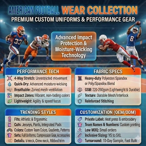 Conjunto de Uniforme de Fútbol Americano Personalizado con Logotipo, Alta Calidad, Transpirable, Antibacteriano, Secado Rápido, Manga Corta, 100% Poliéster - Product Image 5