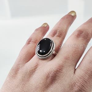 Bague Femme Naturel Onyx Noir Pierre Précieuse Décembre Pierre De Naissance Simple Bande Anniversaire Bijoux Faits À La Main 925 Bague En Argent Sterling - Product Image 2