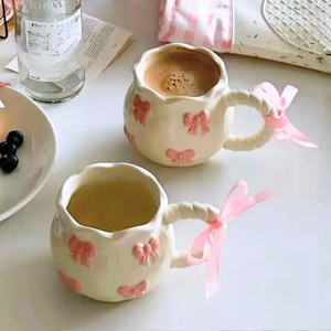 Taza mágica con mango de corazón cortado, producto de venta caliente, Taza de cerámica hecha a mano impresa, tazas de café - Product Image 2