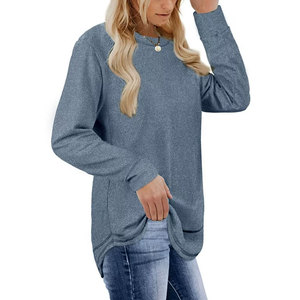 Sudaderas de gran tamaño de alta calidad para mujer, Sudadera con capucha de cuello redondo con estampado de logotipo personalizado, forro de bordado de invierno transpirable para - Product Image 3