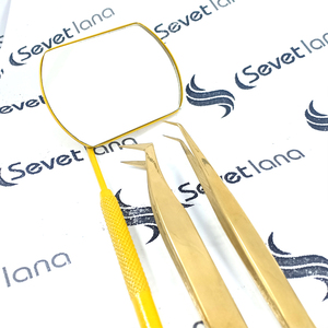 SEVETLANA - Ensemble professionnel de 3 pinces à épiler pour extensions de cils russes, qualité supérieure, dorées, pointues, emballage personnalisé, en acier inoxydable - Product Image 3