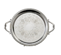 Plateau plaqué argent de style antique plateau de service ovale en laiton et acier inoxydable de taille personnalisée pour la nourriture pour la maison et l'hôtel