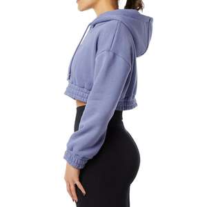 Sweat-shirts courts pour femmes de haute qualité, à épaules tombantes, imprimés, avec fermeture éclair 1/4, cordons de serrage, surdimensionnés, classiques, 2025 - Product Image 3