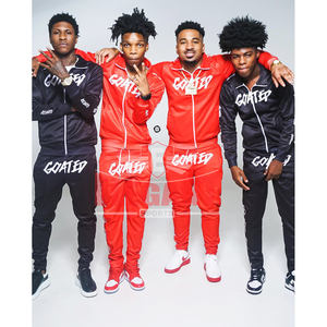 ชุดวอร์มมีซิปโพลีเอสเตอร์สำหรับผู้ชายโลโก้ตามสั่งชุดเสื้อแจ็กเก็ตด้านข้างมีฮู้ดลายทางด้านข้างกางเกงเรียกเหงื่อสำหรับฤดูหนาวพิมพ์สกรีนแบบปัก - Product Image 3