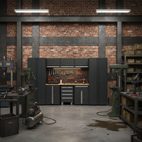 Banc de travail industriel en acier SPCC avec armoire à outils et panneau perforé, verrouillable, pour garage et atelier, OEM ODM