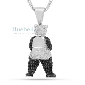 Collar de Plata de Ley 925 para hombre, colgante de cadena de cuerda de moissanita de diamante en forma de Panda único, joyería con temática de animales - Product Image 5