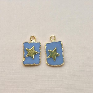 Pendentifs galvanisés en pierre naturelle plaqué or 16x12mm breloque rectangle faite à la main fournitures de fabrication de bijoux en gros - Product Image 3