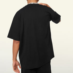 เสื้อยืดสีดำล้วนสำหรับผู้ชายเสื้อยืดผ้าฝ้ายพิมพ์ลาย - Product Image 3