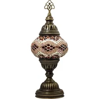 Lampe de bureau électrique en bronze européen artisanale turque avec abat-jour en mosaïque de verre teinté LED pour chambre à coucher