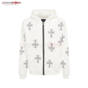 ชุดวอร์มผู้ชายประดับพลอยเทียมมีฮู้ดสำหรับฤดูหนาวพร้อมฝาปิดแบบมีเชือกรูดด้านบนและล่างสไตล์สตรีททันสมัยฤดูหนาว - Product Image 2