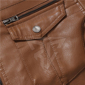Chaqueta de cuero genuino de alta calidad para hombre 2024, cuello levantado, estilo callejero, negro, secado rápido, transpirable, personalizable para invierno - Product Image 4