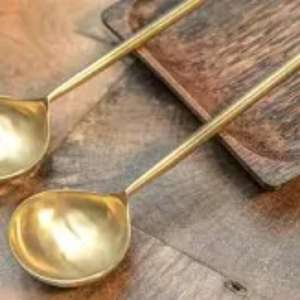 Premium Handmade Brass <b>Gold</b> Plated Customized <b>Serving</b> <b>Spoon</b> Set for Festive Meals Daily Dining Restaurants Parties Bulk Export - Product Image 6