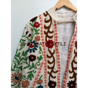 Handmade Winter Wear Women Night Kimono Suzani Embroidery Jacket Bridesmaid Sexy Suzani Jacket <b>Tunic</b> Party Wear Raw Edge - Product Image 6