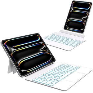 เคสคีย์บอร์ด iPad Pro พร้อมแทร็คแพด สีขาว ฝาปิดแม่เหล็กแบบพับได้ สำหรับรุ่น 11 และ 12.9 นิ้ว - Product Image 1
