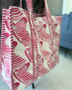 Bolsa de Compras Acolchada de Algodón, Reutilizable, Suave, Ecológica, Ligera, para Viajes y Uso Diario, ATITHI ART CQB107, Logotipo Personalizado - Product Image 3