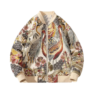 High Quality Zipper Reversible Windproof Eco-Friendly Streetwear Bomber <b>Jacket</b> for <b>Men</b> Printed <b>Long</b> Sleeve Hip Hop Winter - Product Image 1