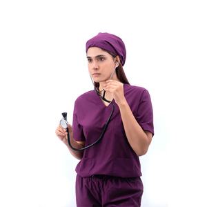 Traje médico de 2 piezas de color púrpura cómodo y elegante para mujer con colores y tamaños personalizados - Product Image 6