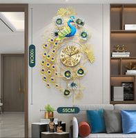 Jam Dinding Logam Modern Bentuk Merak Besar Ak Brass Dekorasi Ruang Tamu Dekorasi Pesta Restoran Jam